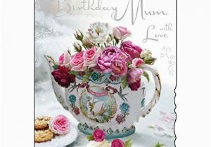 80th Birthday Cards for Mum Happy 80th Birthday Mum Greeting Card Floral Teapot