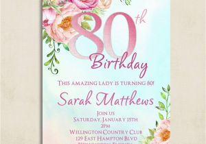 80th Birthday Celebration Invitations 80th Birthday Invitation Adult Birthday Party Invite