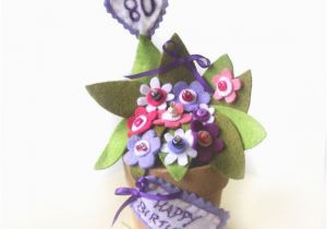 80th Birthday Flowers Plants 80th Birthday Milestone Gift Of Pink and Purple and White Felt