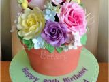 80th Birthday Flowers Plants Plant Pot Cake by Karen Bryant Cakesdecor