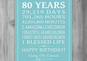 80th Birthday Gifts for Him 80th Birthday Gift 80 Years Sign Personalized Gift Art Print