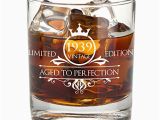80th Birthday Gifts for Husband 1939 80th Birthday Whiskey Glass for Men and Women