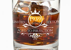 80th Birthday Gifts for Husband 1939 80th Birthday Whiskey Glass for Men and Women