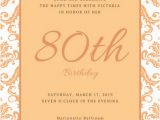 80th Birthday Invitation Wording Samples 80th Birthday Party Invitations Template Business