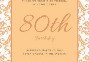 80th Birthday Invitation Wording Templates 80th Birthday Party Invitations Template Business