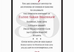 80th Birthday Invitation Wording Templates Classic 80th Birthday Red Surprise Invitations Paperstyle