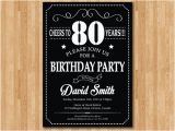 80th Birthday Invitations for A Man 80th Birthday Invitation 70th 90th 40th 50th 60th 100th Any