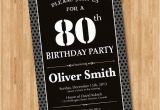 80th Birthday Invitations for A Man 80th Birthday Invitation for Men Black and White Birthday