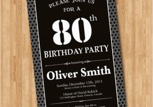 80th Birthday Invitations for A Man 80th Birthday Invitation for Men Black and White Birthday