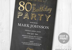 80th Birthday Invitations for A Man 80th Birthday Invitations Elegant Gold Party Invite by