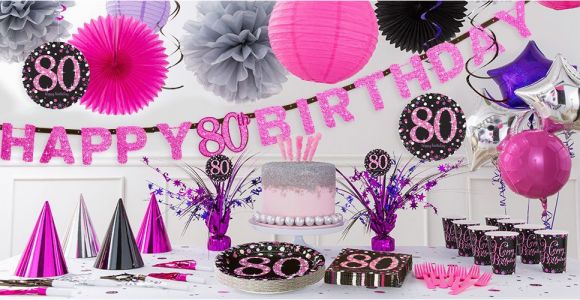 80th Birthday Party Decorations Supplies Pink Sparkling Celebration 80th Birthday Party Supplies