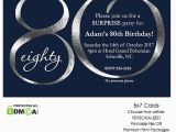 80th Birthday Party Invitations with Photos Navy and Silver 80th Birthday Invitation Modern Number