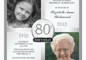 80th Birthday Party Invitations with Photos Silver 80th Birthday Invitations then now Photos Zazzle