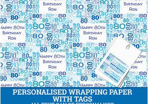 80th Birthday Present Male Australia Personalised Happy 80th Birthday Wrapping Paper Male