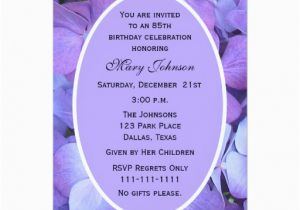 85 Birthday Invitations 85th Birthday Party Invitation Hydrangea Zazzle