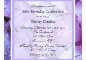 85 Birthday Invitations 85th Birthday Party Invitation Purple Hydrangeas Zazzle