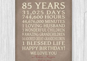 85th Birthday Card Verses 85th Birthday Gift Sign Print Personalized Art Mom Dad Grandma