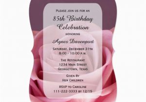 85th Birthday Invitation Template 85th Birthday Party Invitation Lovely Rose Zazzle