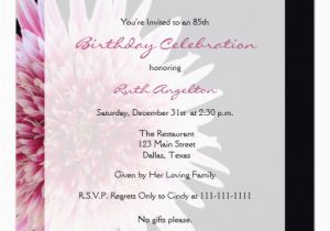 85th Birthday Invitation Wording 85th Birthday Party Invitation Gerbera Daisy Zazzle