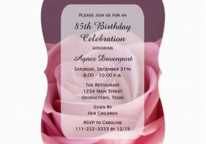 85th Birthday Invitation Wording 85th Birthday Party Invitation Lovely Rose Zazzle