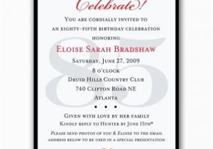 85th Birthday Invitation Wording Classic 85th Birthday Celebrate Party Invitations Paperstyle
