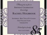 85th Birthday Invitation Wording Decorative Square Border Eggplant 85th Birthday