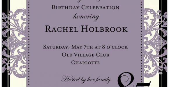 85th Birthday Invitation Wording Decorative Square Border Eggplant 85th Birthday