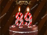 89th Birthday Card 89 Year Happy Birthday Card with Cake and Candles 89th