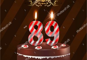 89th Birthday Card 89 Year Happy Birthday Card with Cake and Candles 89th