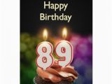89th Birthday Card 89th Birthday with Cake and Candles Greeting Card Zazzle