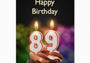 89th Birthday Card 89th Birthday with Cake and Candles Greeting Card Zazzle