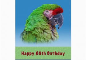 89th Birthday Card Birthday 89th Green Parrot Greeting Card Zazzle