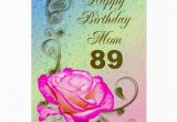 89th Birthday Card Elegant Rose 89th Birthday Card for Mom Zazzle