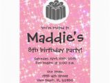 8th Birthday Invitation Templates Girls Pink Sparkle 8th Birthday Party Invite Zazzle