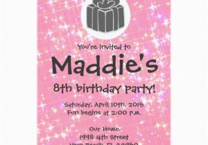8th Birthday Invitation Templates Girls Pink Sparkle 8th Birthday Party Invite Zazzle