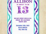 9 Year Old Birthday Invitation Wording Girl 13th Birthday Party Invitation Purple Aqua by