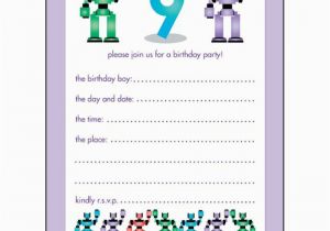 9 Year Old Birthday Invitations 10 Childrens Birthday Party Invitations 9 Years Old Boy