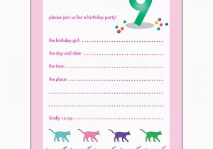 9 Year Old Birthday Invitations 10 Childrens Birthday Party Invitations 9 Years Old Girl