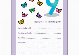 9 Year Old Birthday Invitations 10 Childrens Birthday Party Invitations 9 Years Old Girl