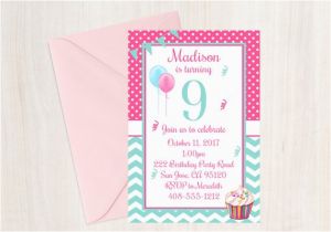 9 Year Old Birthday Invitations 9th Birthday Party Invitation 9th Birthday Ninth