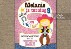 9 Year Old Birthday Invitations Cowgirl Birthday Invitation 9th Birthday Invitations Girls
