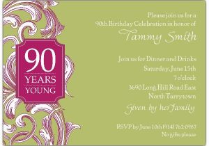 90 Birthday Invitation Wording 90th Birthday Border Scroll Moss Invitations Paperstyle