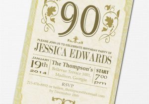 90 Birthday Invitation Wording 90th Birthday Party Invitations Party Invitations Templates