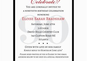 90 Birthday Invitation Wording Classic 90th Birthday Invitations Paperstyle