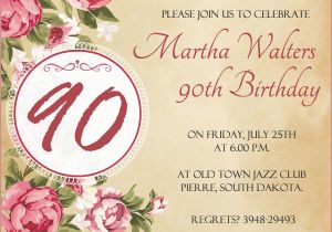 90 Year Old Birthday Invitations 90th Birthday Invitation Wording 365greetings Com