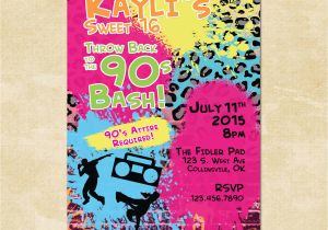 90s Birthday Invitation Templates 90s Throwback Birthday Invitation Custom Invite Printable