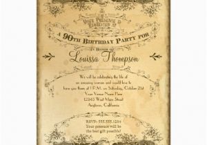 90th Birthday Celebration Invitation Tea Stained Vintage 90th Birthday Celebration Invitation