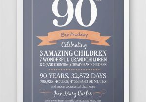 90th Birthday Gifts Male Personalized 90th Birthday Print Seventy Years Old Gift