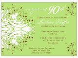 90th Birthday Invitation Wording Samples andromeda Green Surprise 90th Birthday Invitations
