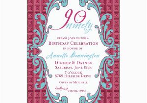 90th Birthday Invitation Wording Samples Raspberry Maze 90th Birthday Invitations Paperstyle